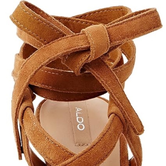 Aldo camel brown suede strappy lace up Exerila block heel sandals - size 10 - Picture 4 of 8